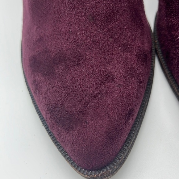Dolce Vita Casee Maroon Purple Tie Back Suede Heeled Sock Booties Size 9 - Picture 3 of 16